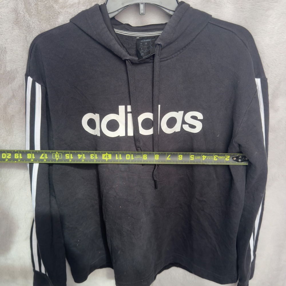 Adidas Essential Logo Hoodie Men's‎ XL Black Pullover Sweatshirt 3-Stripe - Picture 4 of 6